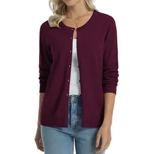 QUALFORT Women’s Spring Lightweight 100% Cotton Cardigan Long Sleeve Button Down Sweater