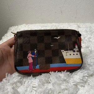 Pre-owned Louis Vuitton Canvas Bag Accessories Damier Ebene 2016 Animation Mini Pochette Accessories