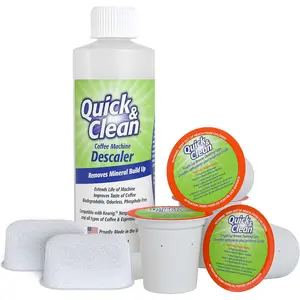 4-Pack of Cleaning Cups + 2 Filters with Descaler Bundle (2 Total Uses) - 2.0 Compatible, Descaling Solution for Keurig, Nespresso, Ninja, Delonghi, All Coffee and Espresso Machines…