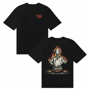 WORKED TO DEATH Skeleton Chef Cooking T-Shirt Funny Kitchen Fire Flame Humor Graphic Tee Blue Collar Black