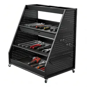 4-Tier Rolling Tool Cart with Drawers & Pegboard - Mobile Mechanic Garage Cart