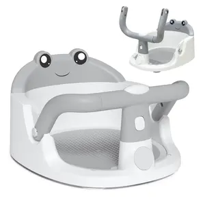 Baby Bath Chair for Babies 6 Months & Up, Non-Slip Toddler Bath Seat with Suction Cup, Safe and Comfortable Portable Infant Bathtub Chair for Bathroom, Bathtub Tub Sitting Up, Easy to Clean (Grey)