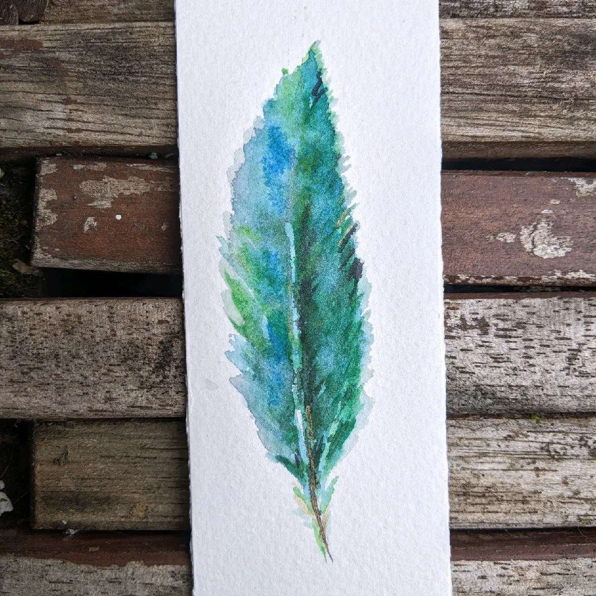 Feather Watercolor bookmark
