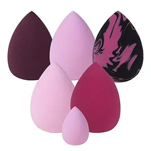 6 PCs Beauty Blenders Sponge, Multi Colored Makeup Sponges, Non Latex Blender Sponge Concealer, Super Soft Mini Powder and Liquid Foundation for Flawless Skin Red, Pink, Purple