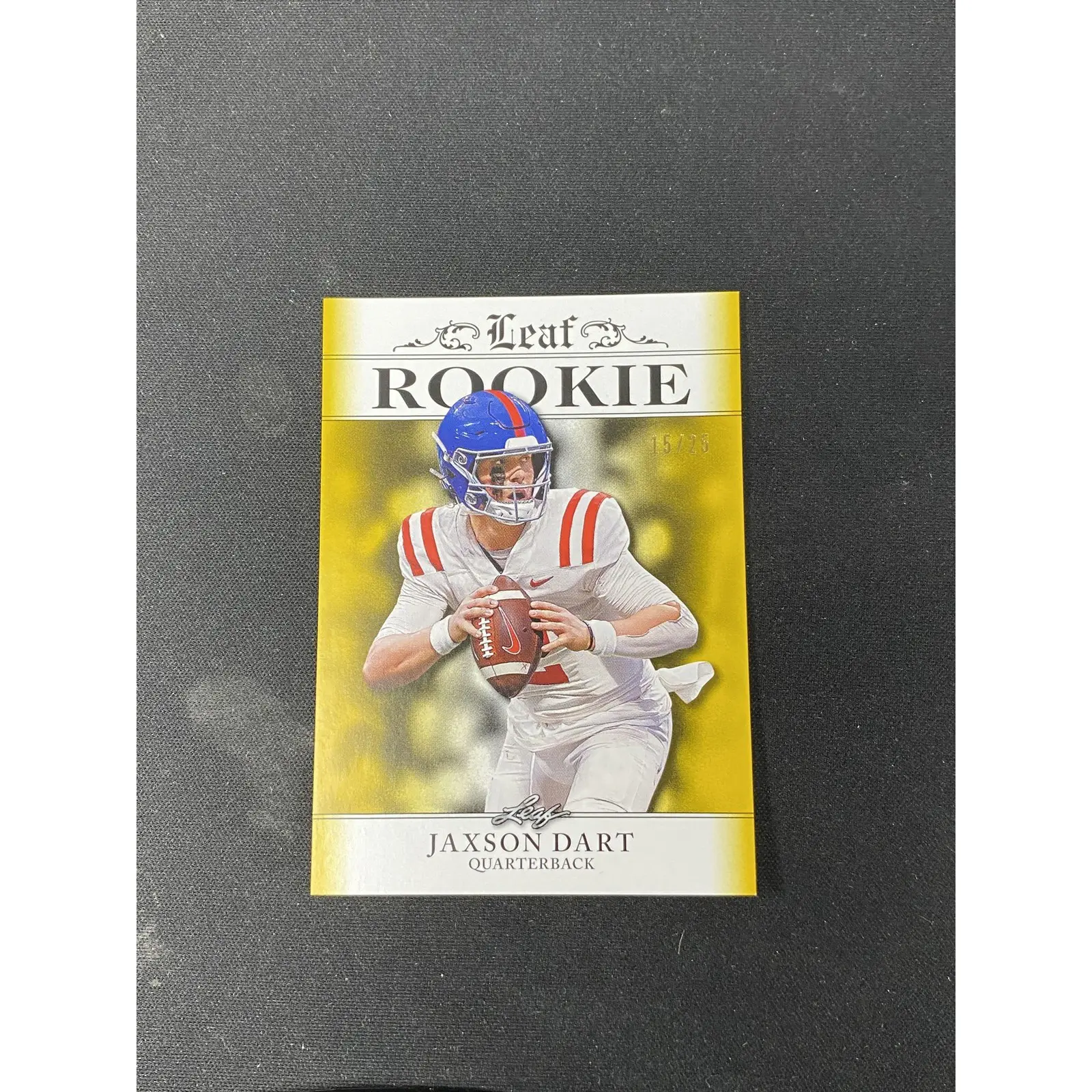 Jaxson Dart 2024 Leaf Rookie Achievement Gold /25 RC NY Giants