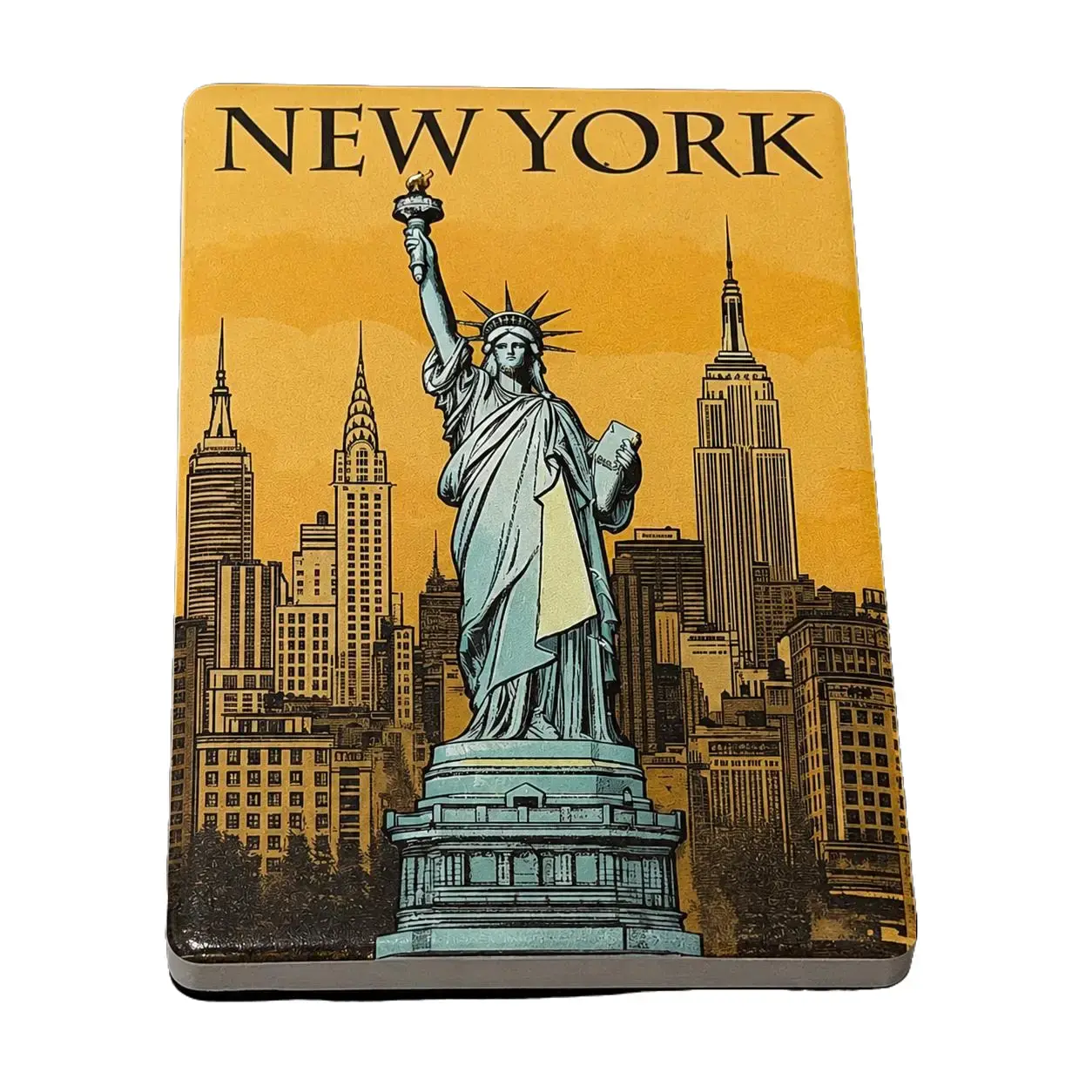 New York Magnet | 3D Embossed Statue of Liberty Refrigerator Magnet | NYC Skyline Souvenir | UV Printed Ceramic Decor | Gift for Traveler