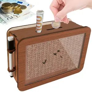 Wooden Savings Box with Money Target & Numbers - Perfect Cash Saver & Best Gift for Friends(10000 Dollar)