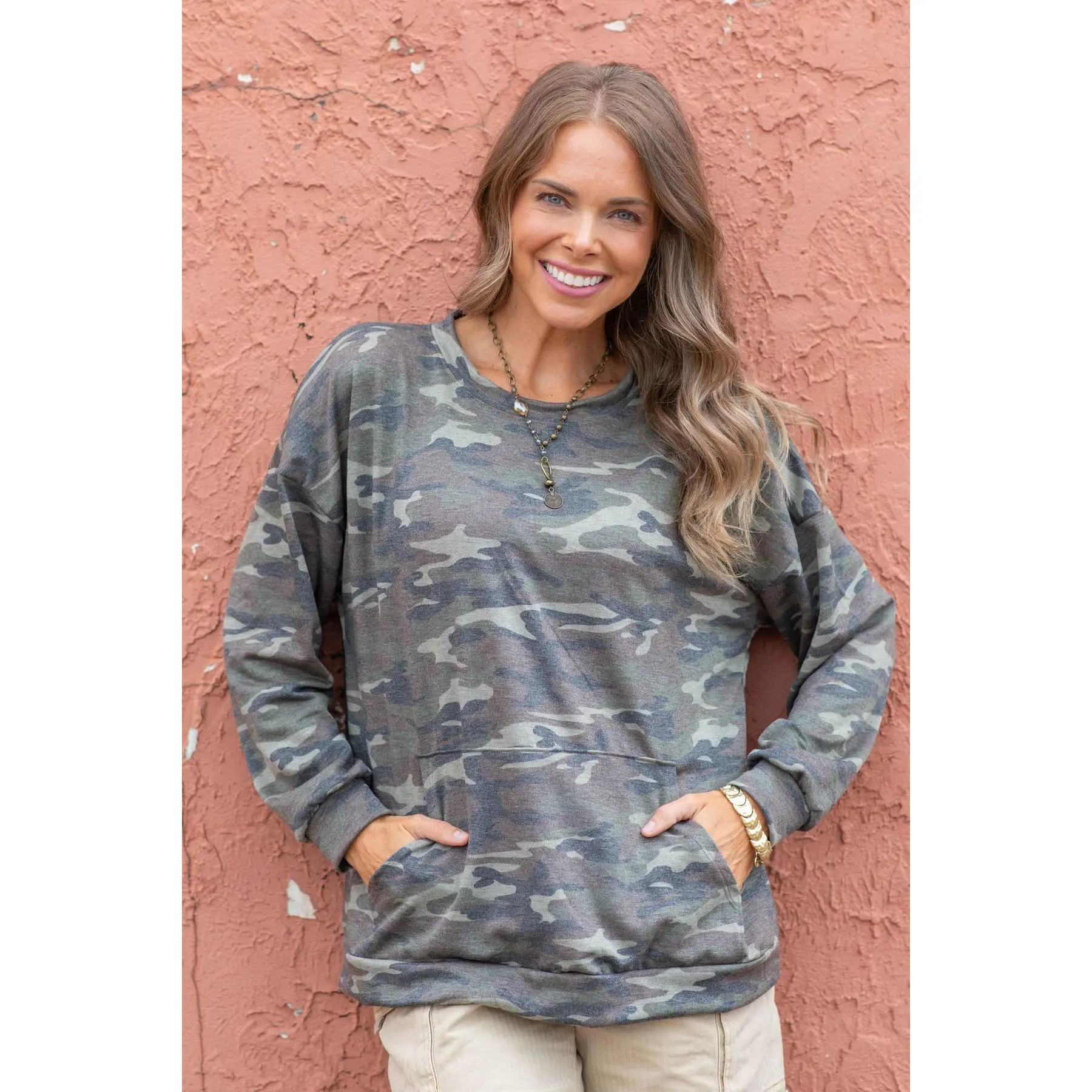 Super Soft French Terry Camo Crew By Filly Flair