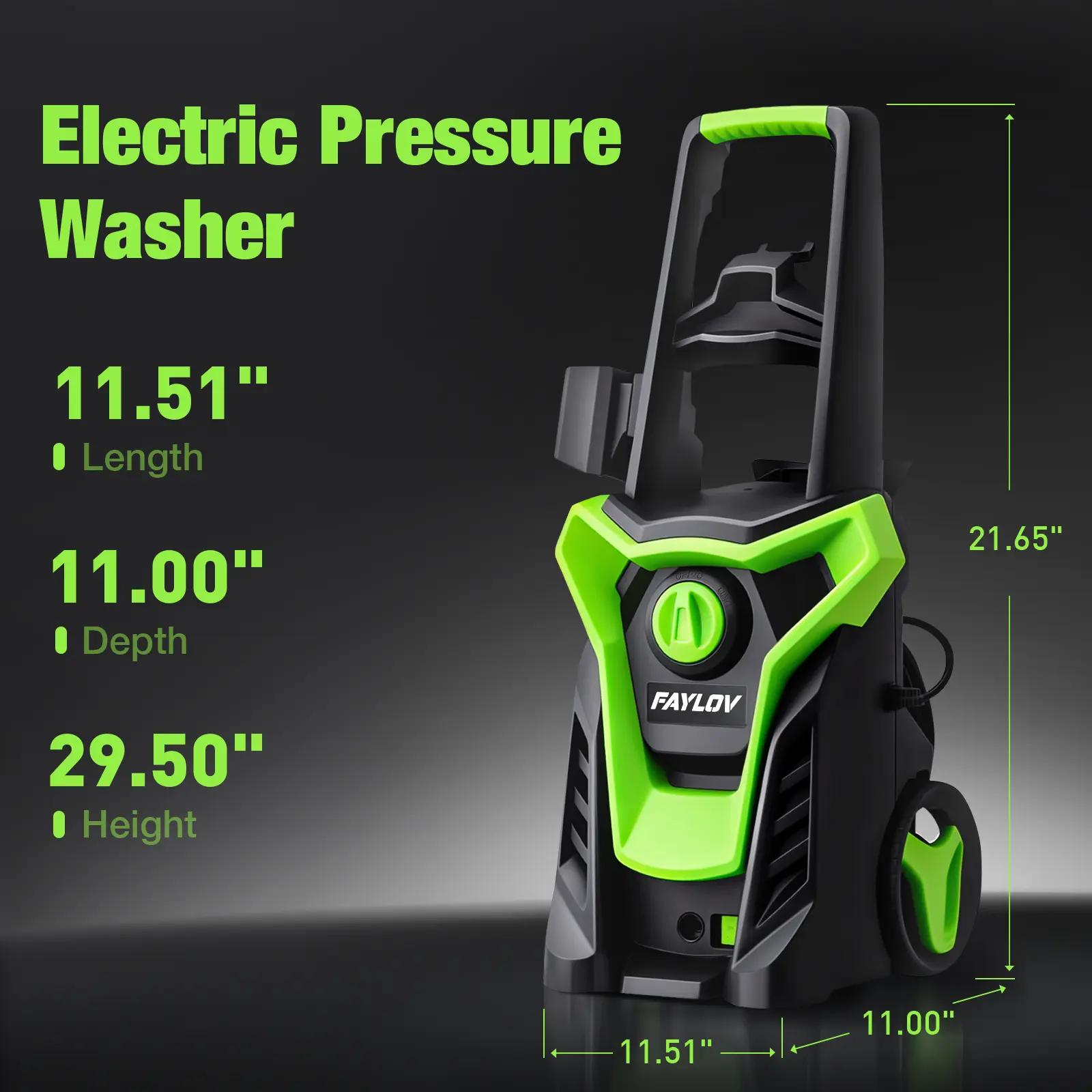 Heavy Duty Electric High Pressure Washer, Portable Model with GFCI Safety Plug, No-Bend 360° Nozzle, 5 Spray Modes, 23FT Hose Reel, Soap Bottle for Home Cleaning & Car Washing, High Pressure Washers