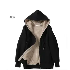 Long Sleeve Black Hooded Jacket with Fleece Lining for Men and Women