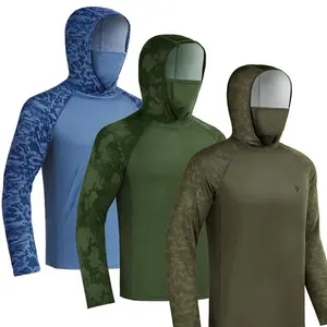 Sunscreen hoodie with mask, men's UPF 50+UV resistant long sleeved lightweight, fast drying, moisture absorbing, breathable and cooling sportswear, suitable for outdoor sports, gym, fishing, hiking, rooftop greening, construction, holiday gifts