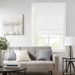 31"x64" Paxton Basketweave Room Darkening Cordless Roman Shade White - Madison Park