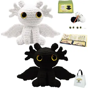 Crochet Kit for Beginners Adults & 12+ Kids–Complete Starter Kit to Make 2 Amigurumi Dragons,Left/Right-Handed 2hr Video Tutorial,3-Way Printed Patterns,Gift & Storage Bags
