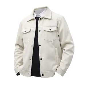 Men's Fashion Corduroy Jacket Classic Solid Color and Button Style Medium Size Elevate Your Look Menswear Stylish