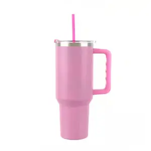 40oz Custom Tumbler with Handle & Straw
