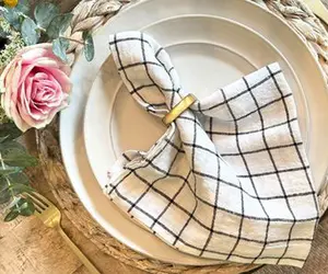 Black and White Linen Napkins