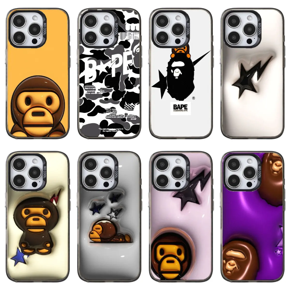 Bape phone Cases For iPhone 17 16 15 14 13 12 Promax Pro Plus, hard shell protection ,best Gift Bape phone Cases For iPhone 17 16 15 14 13 12 Promax Pro Plus, hard shell protection ,best Gift