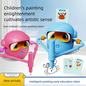 Drawing Robot for Kids with 100 Cards, Montessori Learning Toys, Voice Interactive Educational Drawing Machine,  Drawing Tool Set Gift for Children, Ages 5+