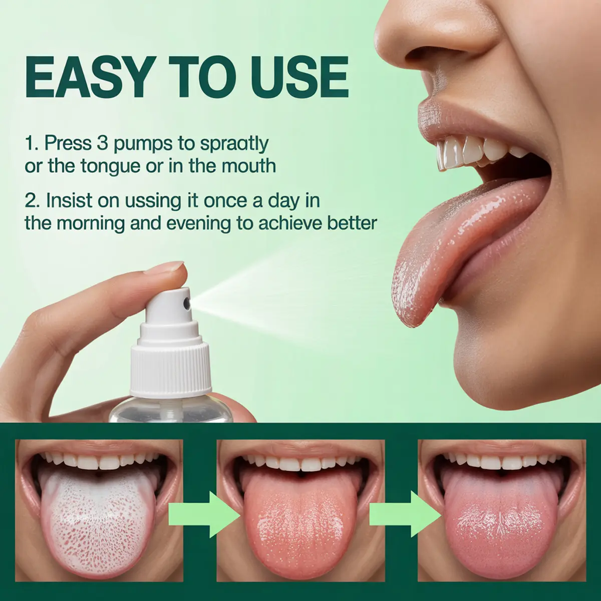 EELHOE Tongue Repair Spray, Tongue Cleaner for Fresh Breath, Repair the  white tongue coating to relieve dry, cracked, swelling oral care spray -  TikTok Shop