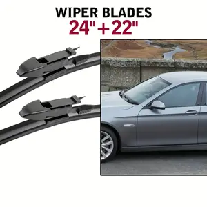24inch+22inch Windshield Frameless wiper Wiper Blades - Natural Rubber, High-Definition Silent Operation, Fits for BMW Model, Quiet Wiper Operation| Modern Vehicle Accessory
