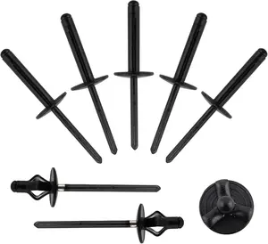 3/16" x 1" Tri-Fold Large  Rivets Assortment - 80 count,Black Tri-fold Exploding Pop Rivets Solid Aluminum Tri Grip Rivets Bulb Style Rivets for Kayak Marine Boat