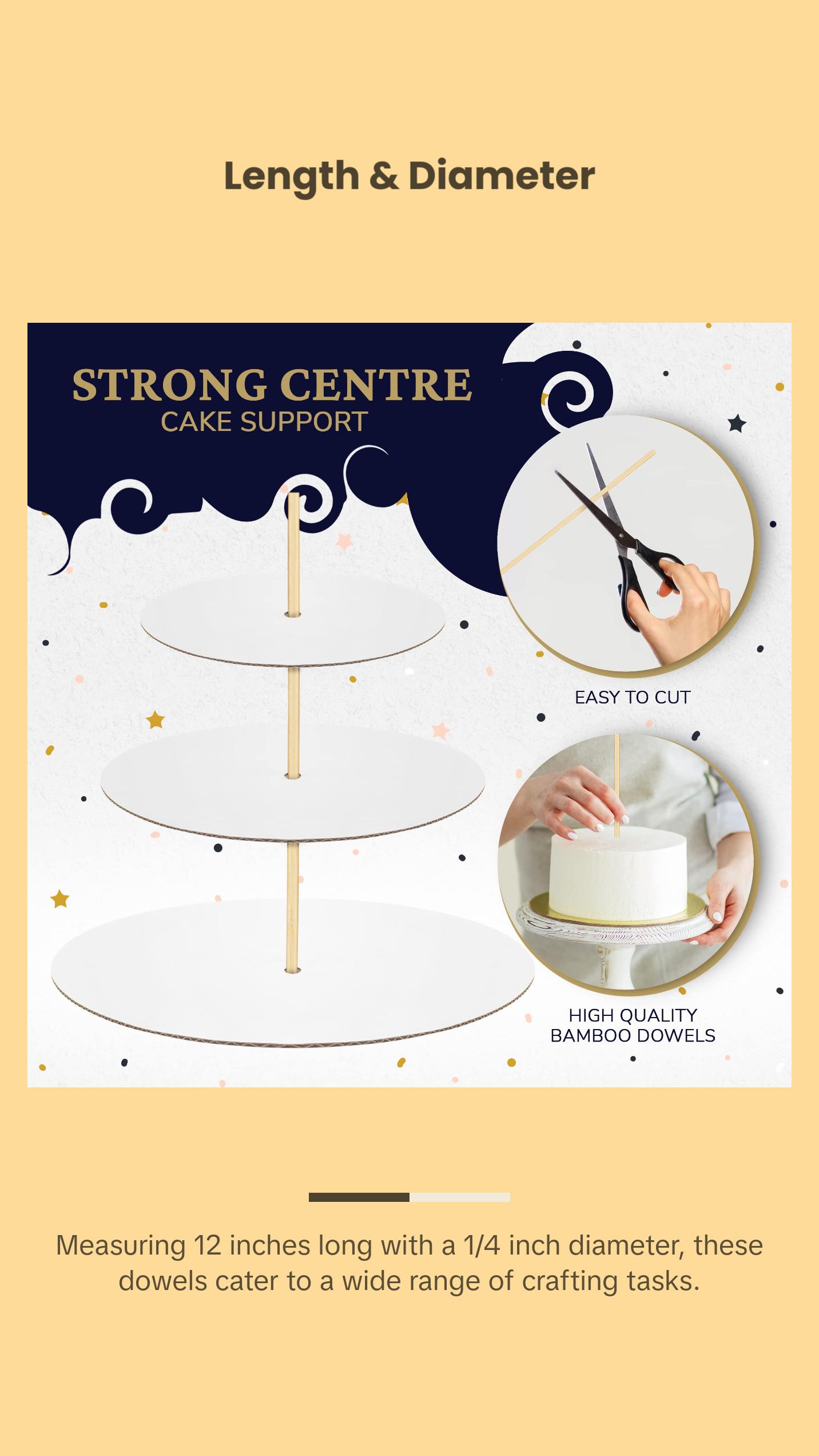 FromJenn Bamboo Cake Dowels for Baking - 12-Inch Rods, 24 Pieces, Ideal for Bakers and Crafts