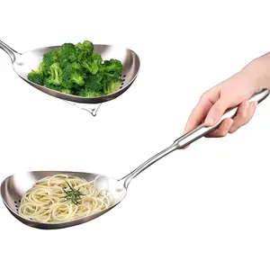 Pasta Food Strainer,Skimmer Slotted Spoon Stainless Steel,Kitchen Cooking Skimmer,Colander Spoon for Cooking,Draining and Frying,15 Inch