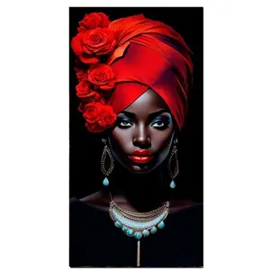 African Woman 5D Large Size Diamond Art Kit for Adults, DIY Full Drill Crystal Rhinestone Craft, Home Wall Decor Paintings, Diamond Painting Kits