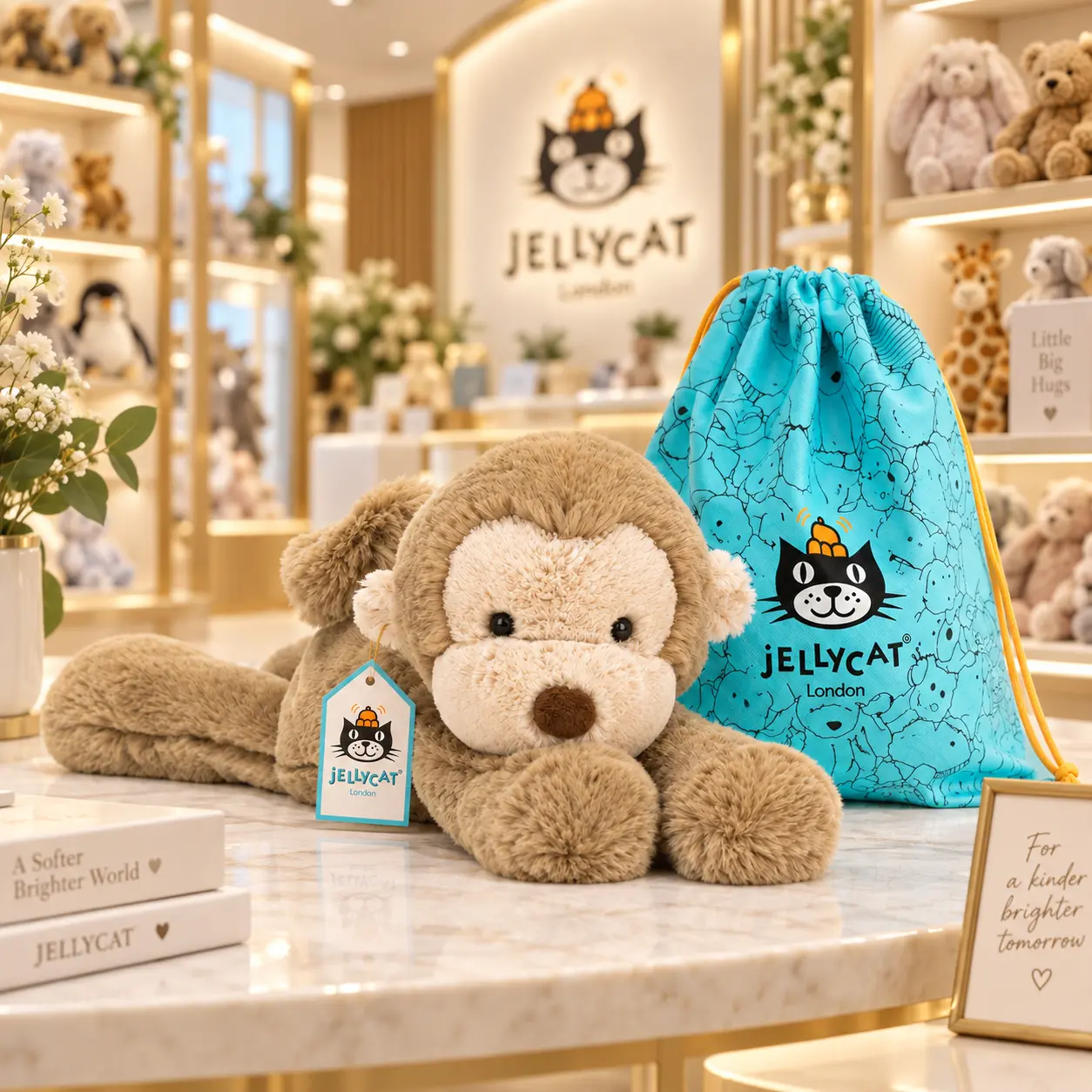 Jellycat Smudge Monkey Plush, Super Soft Monkey Stuffed Animal, Cute Cuddle Collectible Gift, Ready to Ship from USA