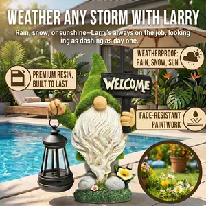 Outdoor Garden Gnome with LED Solar Light –  Spring Gnome – Funny Decoration for Grandmother & Mom – Perfect for Summer Yard, Patio, Home – Solar Lantern Statue – Birthday Gift