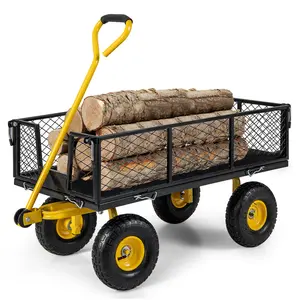 COSTWAY - Utility Garden Wagon with 4 Removable Side Panels and 900/1200 LBS Load Capacity-43 X21 X 36 Inch