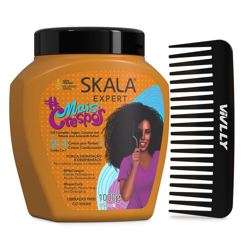 2 Pack SKALA Mais Cachos Hydrates Curls, Eliminates Frizz, For Curly Hair - 2 IN 1 Conditioning Treatment Cream and Cream To Comb 35.2oz New