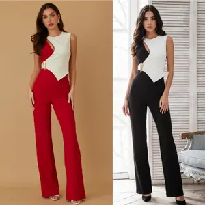 ASYMMETRICAL POINT JUMPSUIT - OPEN SLEEVES - MULTI COLOR PATTERN - ZIPPER ON THE BACK