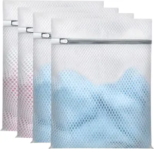 Mesh Laundry Bags for Delicates, High-Density Upgraded Honeycomb & Breathable Fine Mesh, Extra Durable with Sturdy Zippers, 12x16 in 4-Pack, Home & College Dorm Laundry Essentials