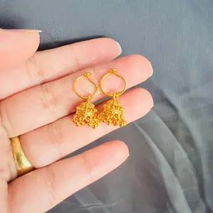 Girls' Mini Gold-Toned Hoop Earrings - Metal-Coated Pinjada Drop Design, Gold Earrings Set, Everyday Wear Costume Jewelry Accessories