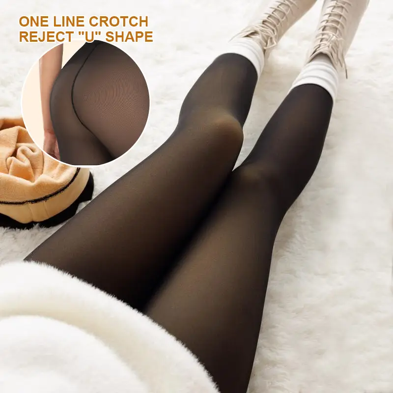 TIVIRA · ONE-LINED SEAMS FRONT & BACK · 5 SHADES · SIZE XS - 4XL · MAGIC FLEECE LINED TIGHTS & LEGGINGS · CLOSED FOOT Pantyhose-Look Design· Winter Th