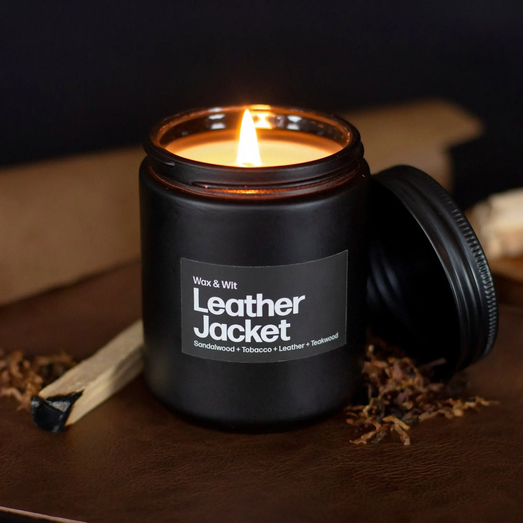 Candles for Men, Leather Jacket Candle, Man Candles, Scented Candle for Men, Masculine Candle, Bathroom Candle - 9oz