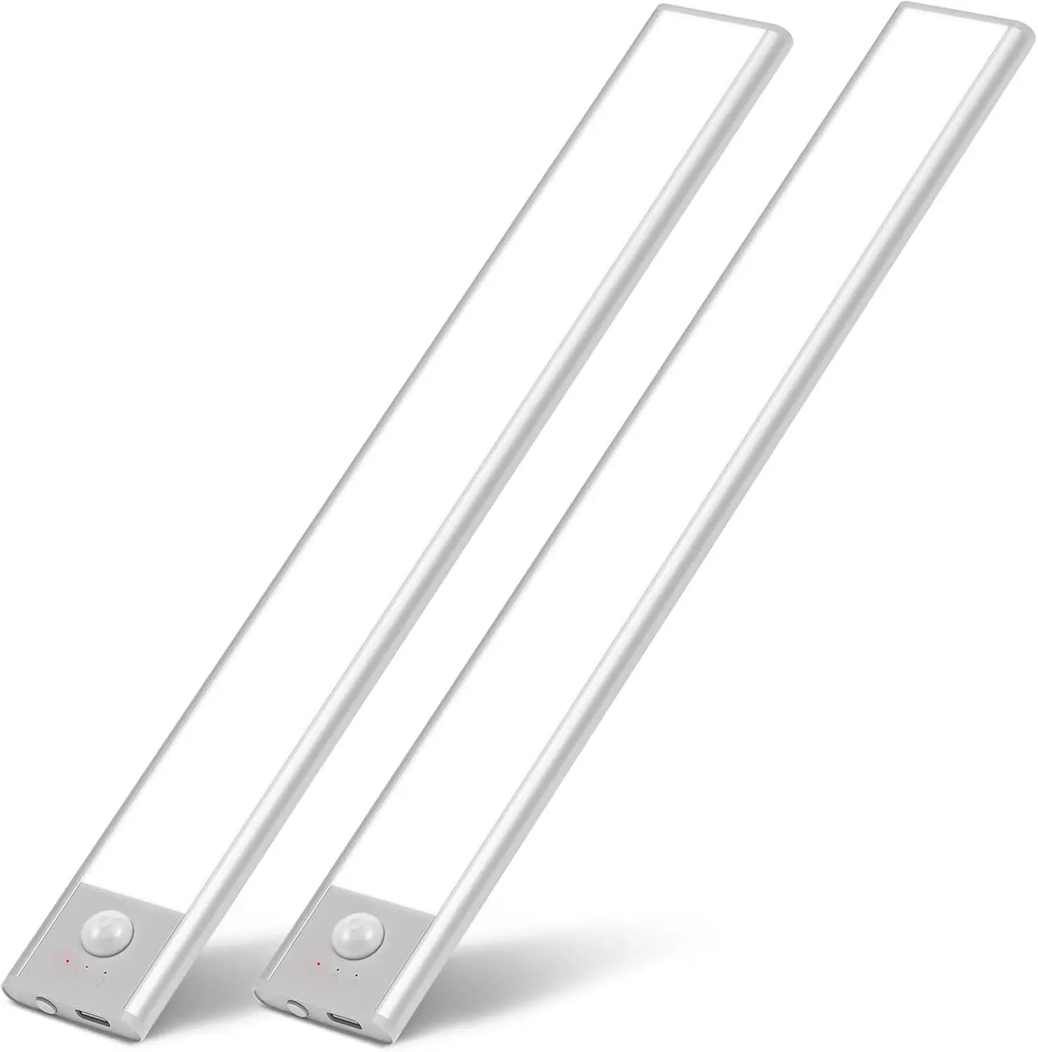 Sleek Wireless Under-Cabinet Lights, 2-Pack 52 LED Motion Sensor Closet Lights, USB-C Rechargeable, 1500mAh Battery Operated, Sleek Under-Cabinet Lights