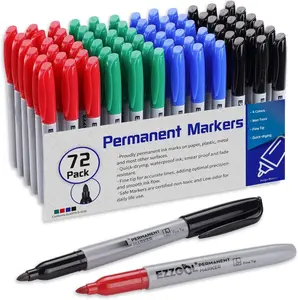Permanent Markers Bulk, Permanent Marker Bulk Pack of 72, 4 Assorted Colors, Fine Point Permanent Markers For  and Adult Coloring as Office, School Supplies