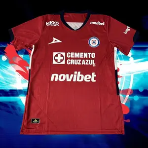 25 26 Mexico Ligamx League Cruz Azul Third Goalkeeper Red Short Sleeve Soccer Jersey Fans Version Breathable