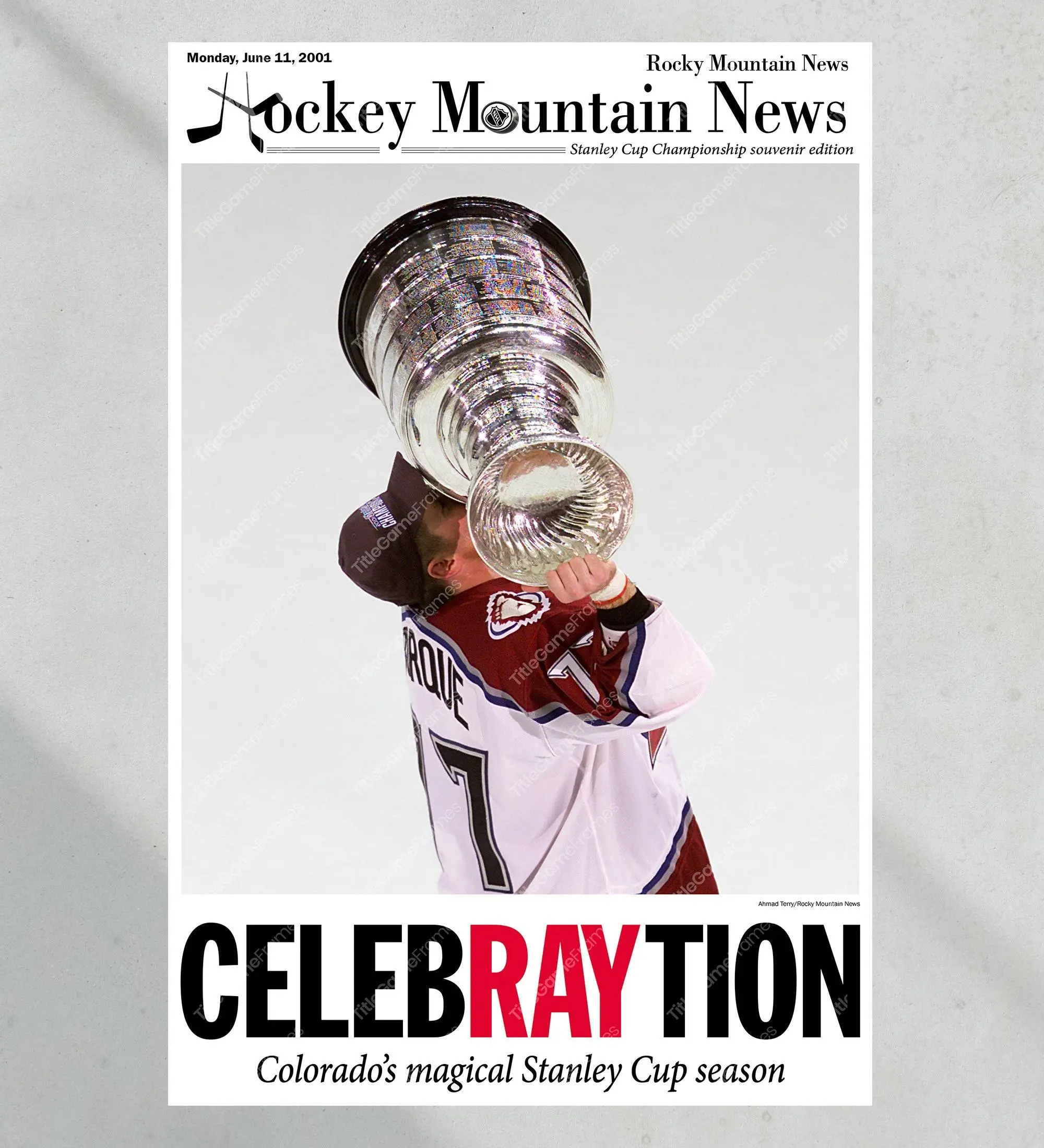 2001 Colorado Avalanche Stanley Cup Victory - 'CELEBRAYTION' Unframed Poster Print