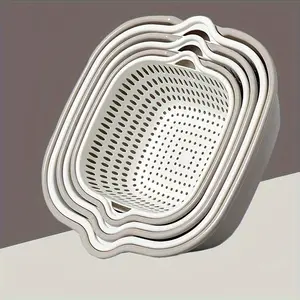 Three Piece Suit Double Layer Drain Basket - Reusable, Collapsible, Vegetable Washing, Colander, Plastic Strainer, Household Kitchen Essential for Fruits, Kitchen Gadgets, And Additions