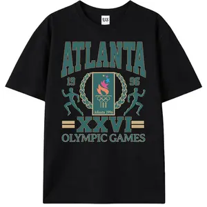 Men's 96 Atlanta Summer Games Centennial Vintage Essential Cotton Short-Sleeve Everyday Top, Unisex T-Shirt
