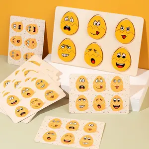 Wooden Facial Expressions Sorting Toys for Toddlers, Montessori Toys Wooden Expression Matching Puzzle Block Game Preschool Educational Toys Gifts Stocking Stuffers for Kids