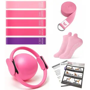 Pilates Ring Circle Set - Workout at  Workout Equipment Women - Booty Bands Stretching Equipment Pilates Mini Exercise Ball for  Arms and