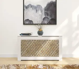 Light Rattan Radiator Cover Cabinet — Custom Made in NYC