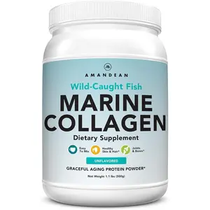 Marine Collagen Peptides Powder, Double Hydrolyzed Wild Caught Fish Collagen, Type I & III Collagen Protein, 18 Amino Acids, Supports Skin, Hair and Nails