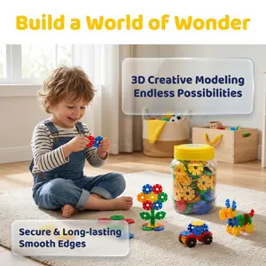 120/300 Piece Interlocking Snowflake Building Blocks, Unisex Early Education Toy, Solid Plastic, DIY Fun for Kids Aged 3+