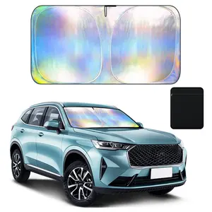 Car Windshield Sun Shade Reflective Polyester Blocks Heat and Sun Flexible Highly Elastic Steel Wire Frame Double Thickened Foldable Sun Shield,Father's Day Gift
