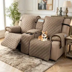 Non-Slip Loveseat Recliner Sofa Covers with Center Console, Waterproof Sofa Slipcovers, Split Couch Cover for Sofa, Pet-Friendly Furniture Protectors for Living Room Use